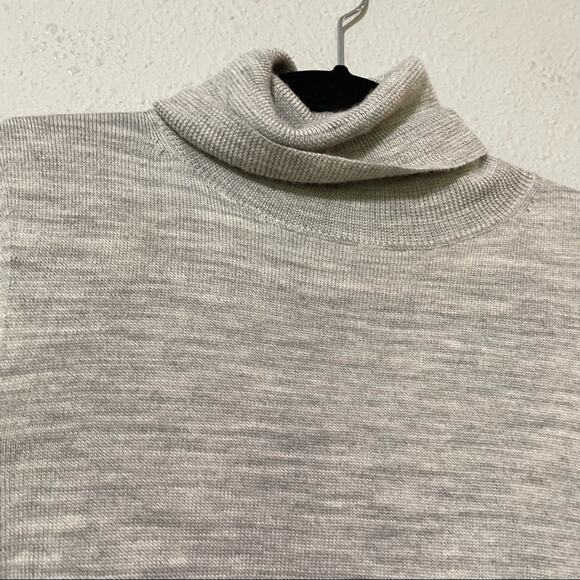 All Saints Grey Lightweight Cold Shoulder Turtleneck Sweater 4 Merino Wool - Picture 3 of 8
